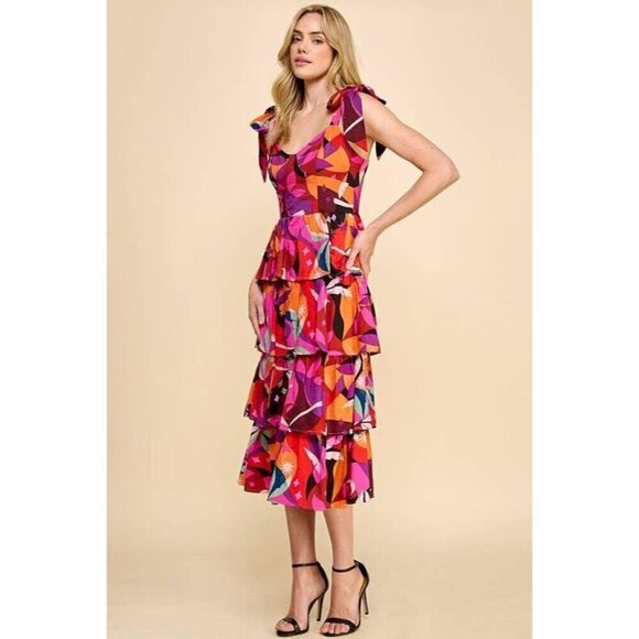 Colorful Abstract Midi Dress - Picture 4 of 7
